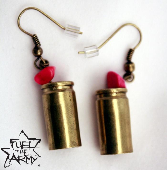 Red Stone Bullet Earrings