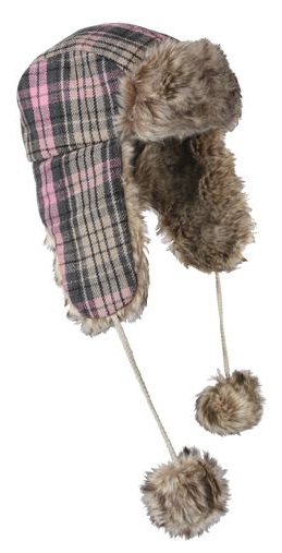 WOMEN'S FUR FLYER'S HAT - PINK PLAID