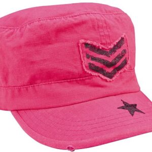 WOMEN ADJUSTABLE VINTAGE FATIGUE CAP - PINK WITH BLACK SERGEANT