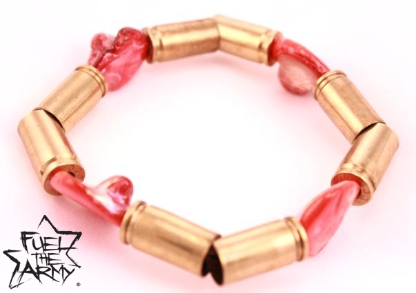 9mm Bracelet with Red Shells - Click Image to Close